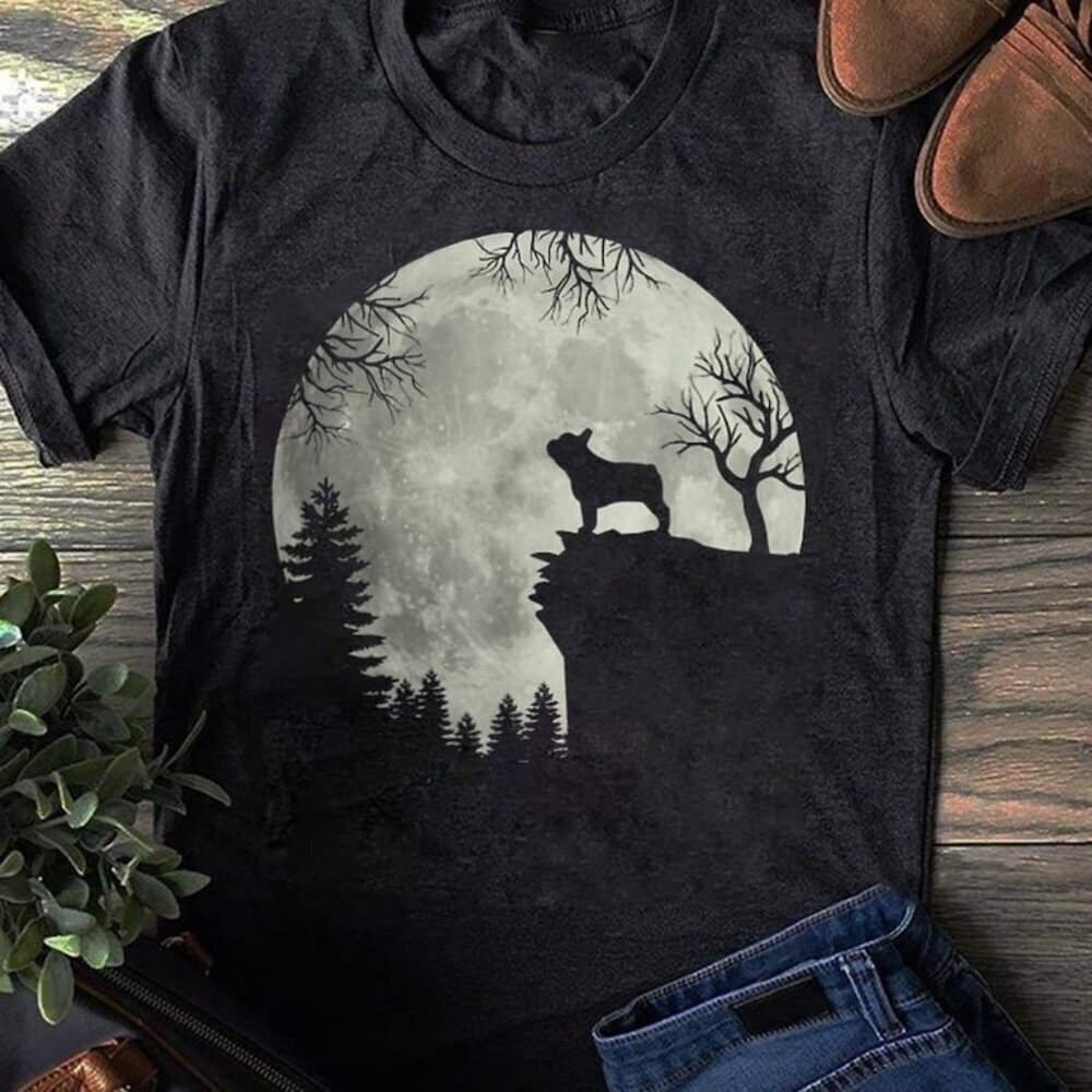 French Bulldog Dog And Moon Shirt Halloween Costume Tshirt